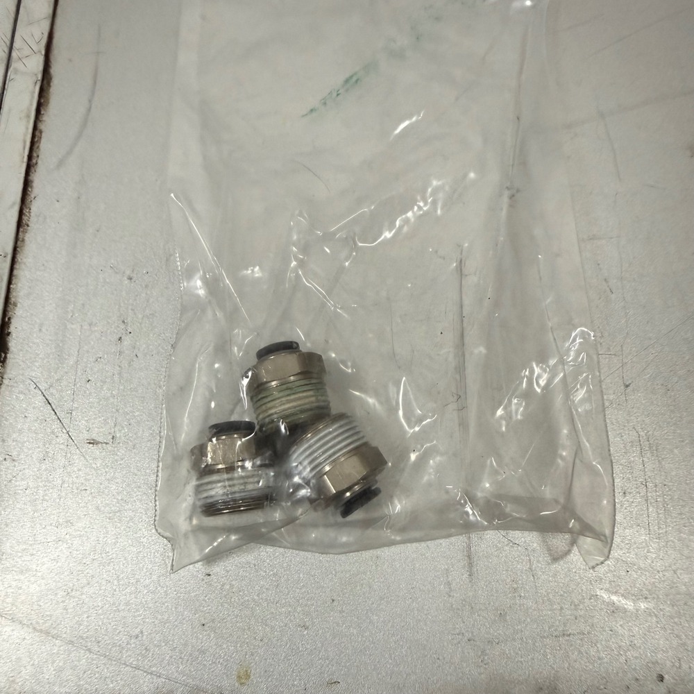 Lot of 3 TF52 Pneumatic Push to Connect‎ Straight Male NPT Tube Fittings Silver